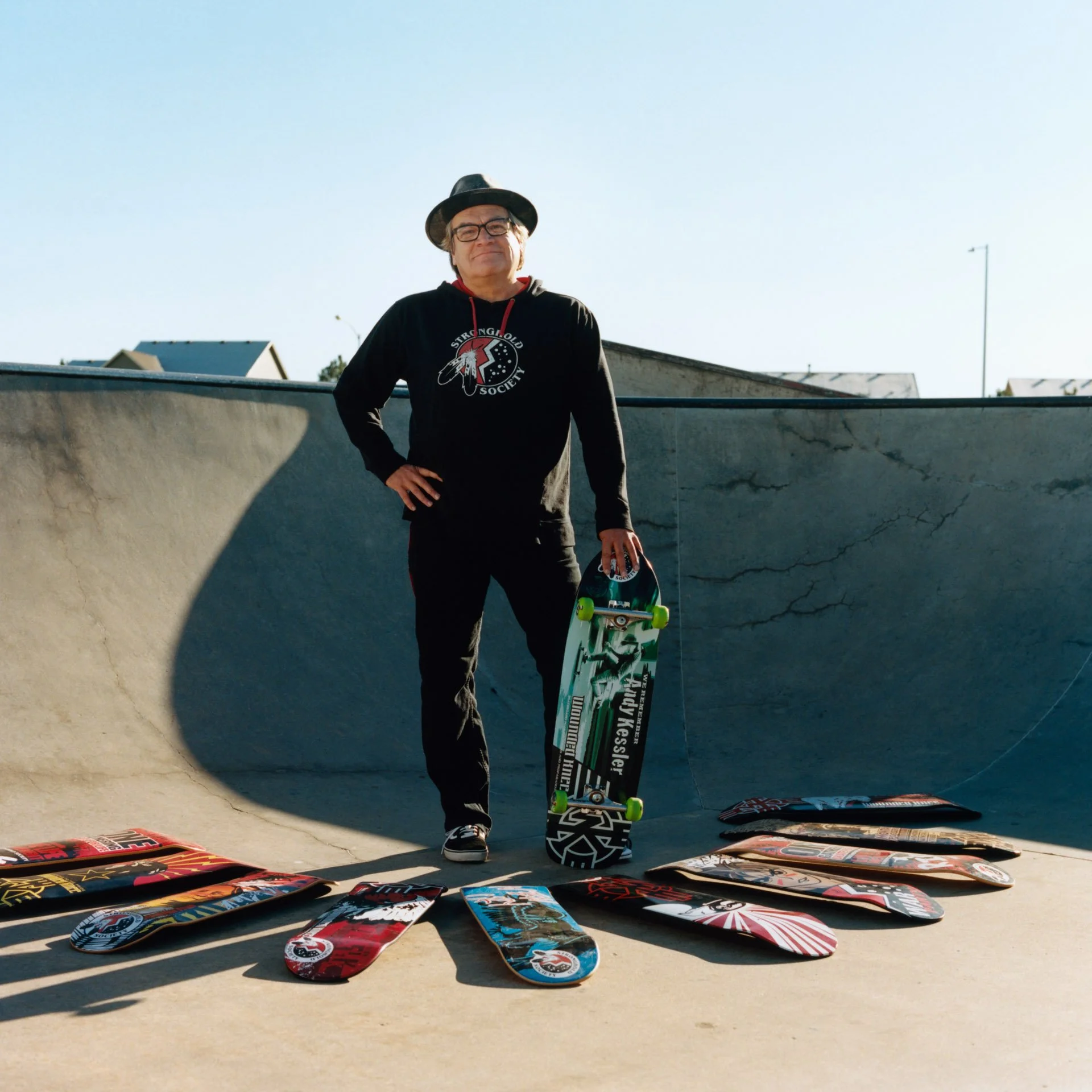 Walt, Oglala Lakota, is the founder of the Stronghold Society, a non-profit organization dedicated to building skate parks throughout Indian Country. In 2011, he built the first skatepark on the Pine Ridge Indian Reservation. “Skateboarding saves liv