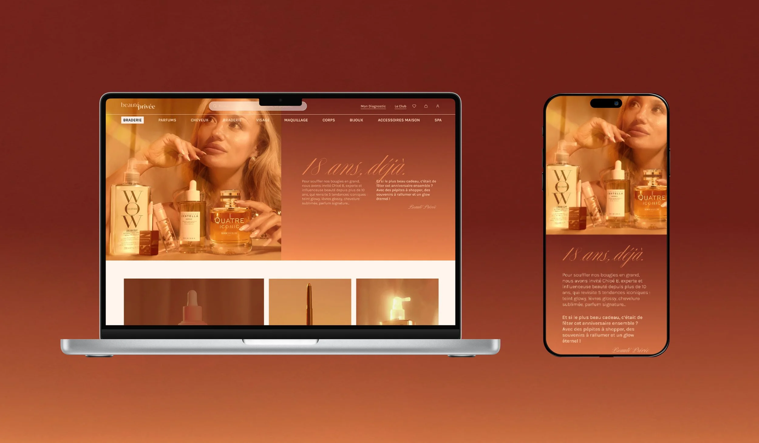 Landing page UX/UI design Chloe B Beauté privée