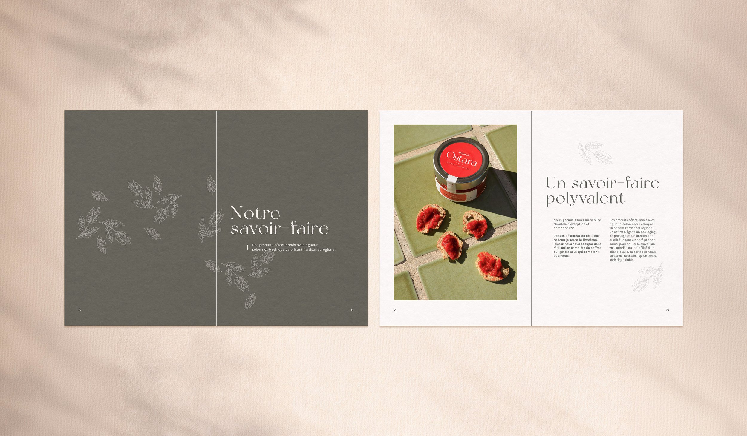 Design mise en page catalogue produits de la maison Ostara