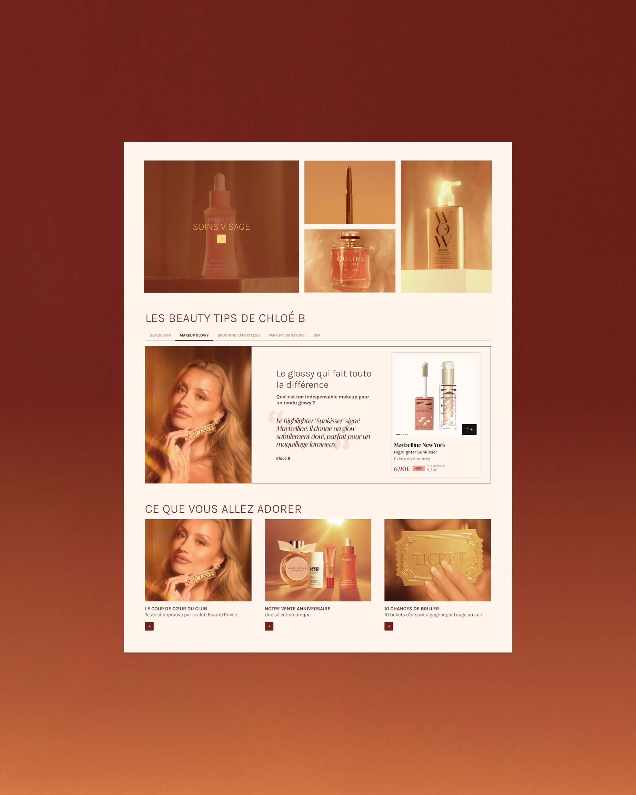 Landing page UX/UI design Chloe B Beauté privée