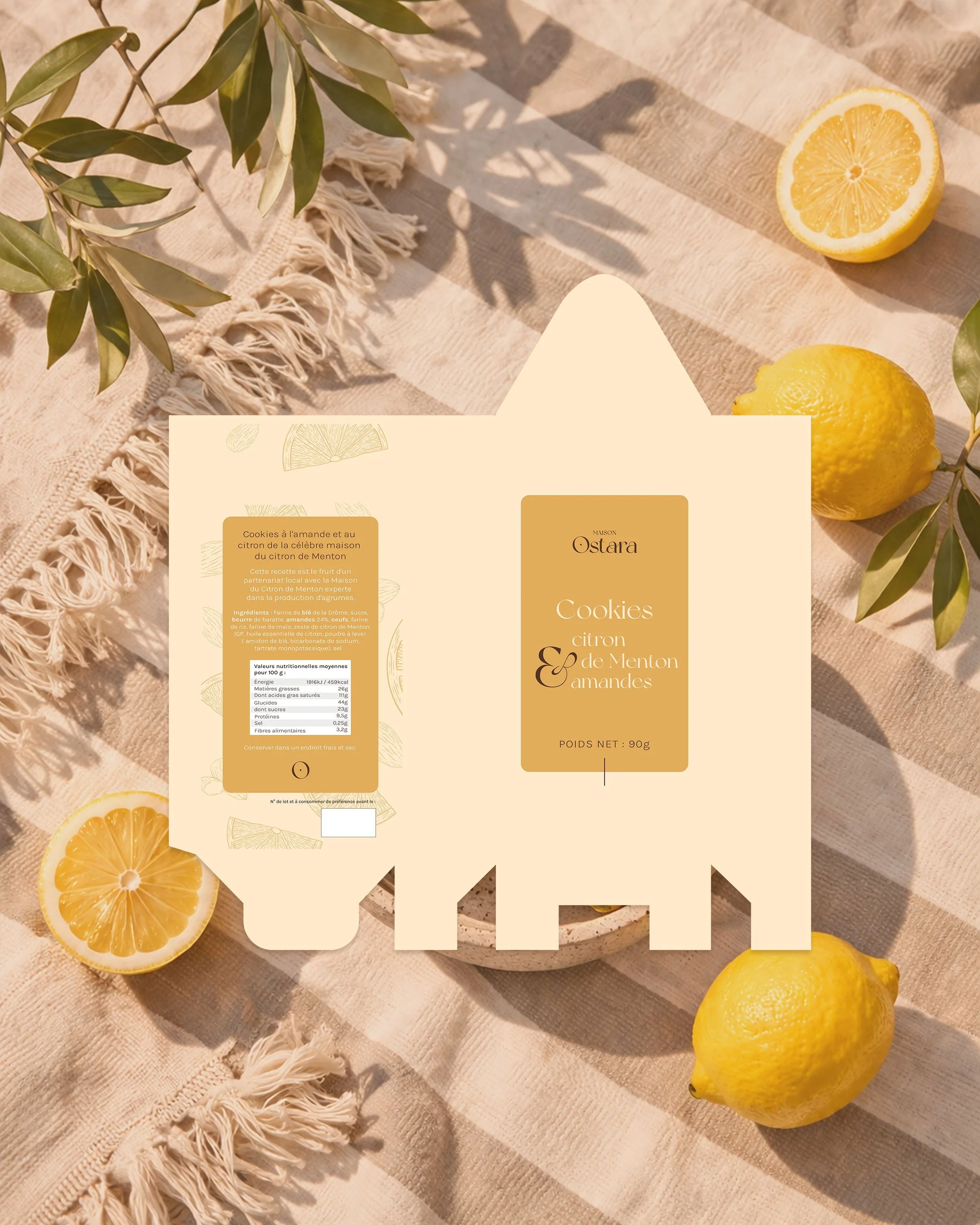 Design des packaging produit print de la maison Ostara