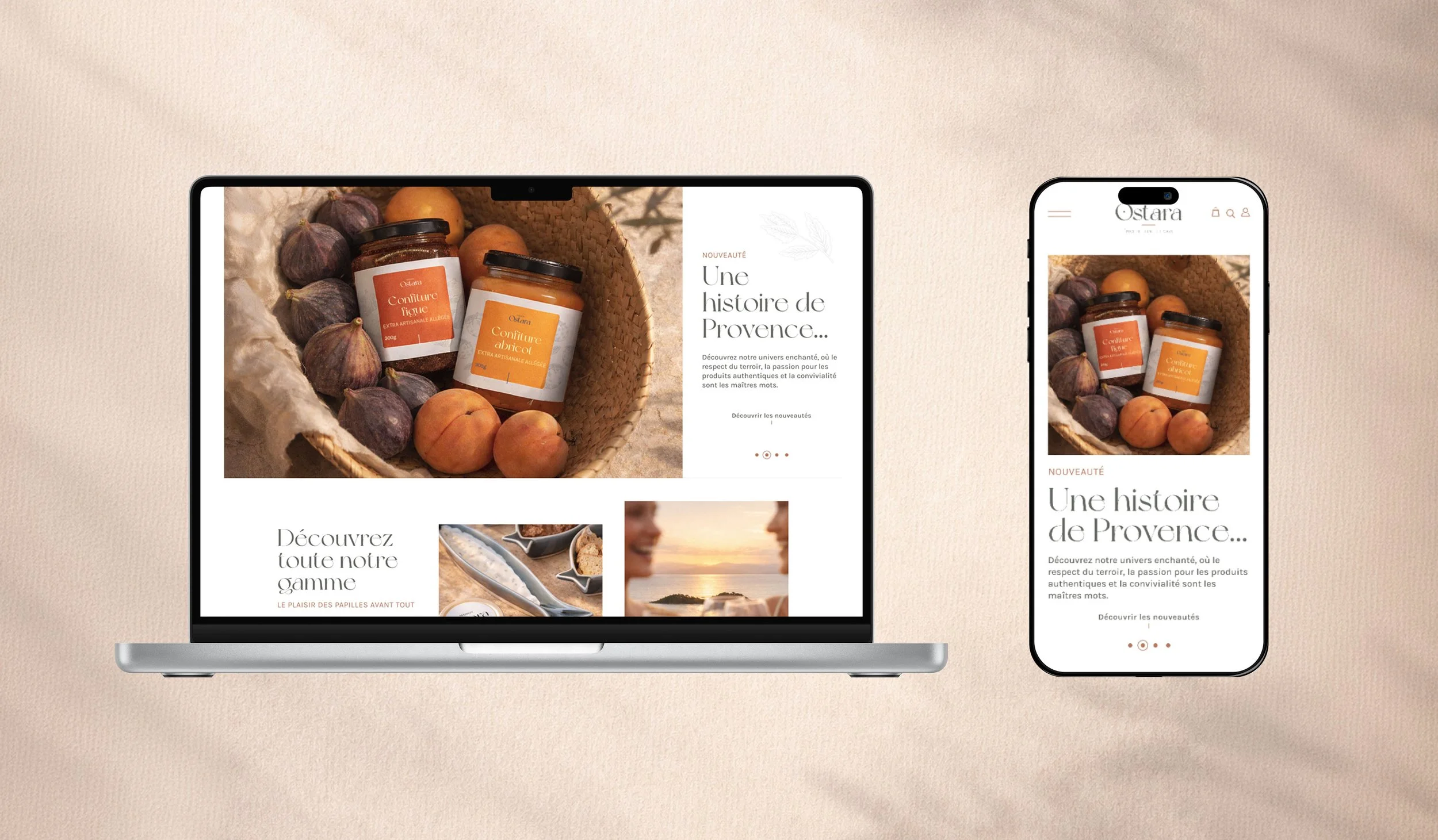 Web design, UX UI design du E-shop de la maison Ostrara
