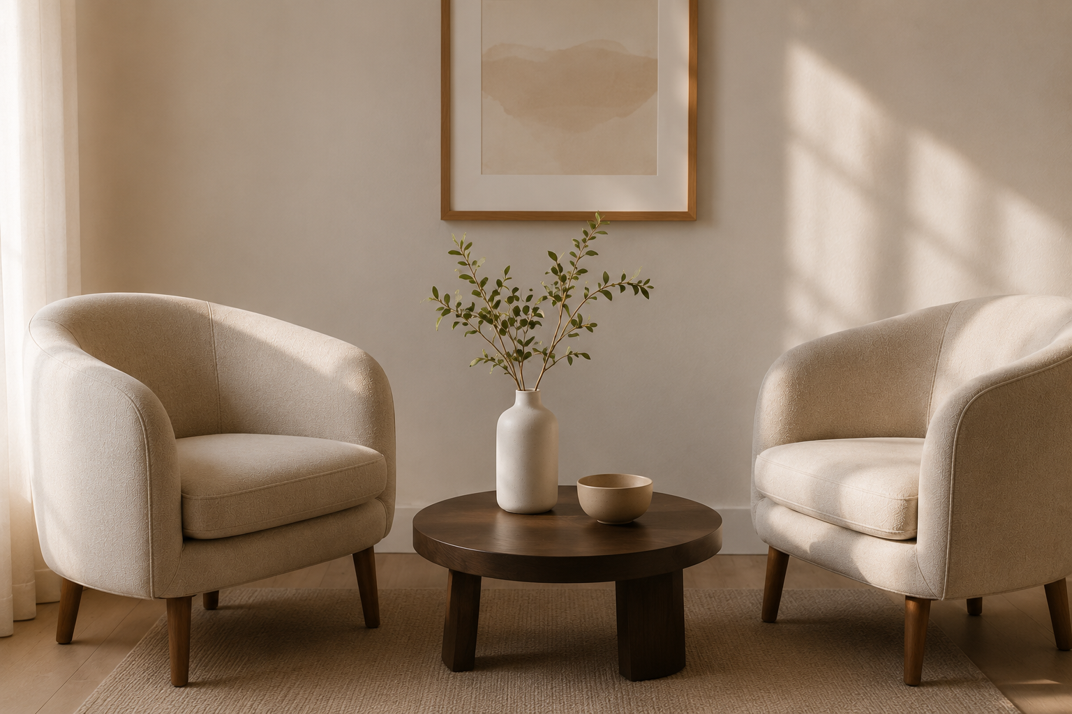 Comfortable therapy space designed to promote calm, reflection and emotional wellbeing.
