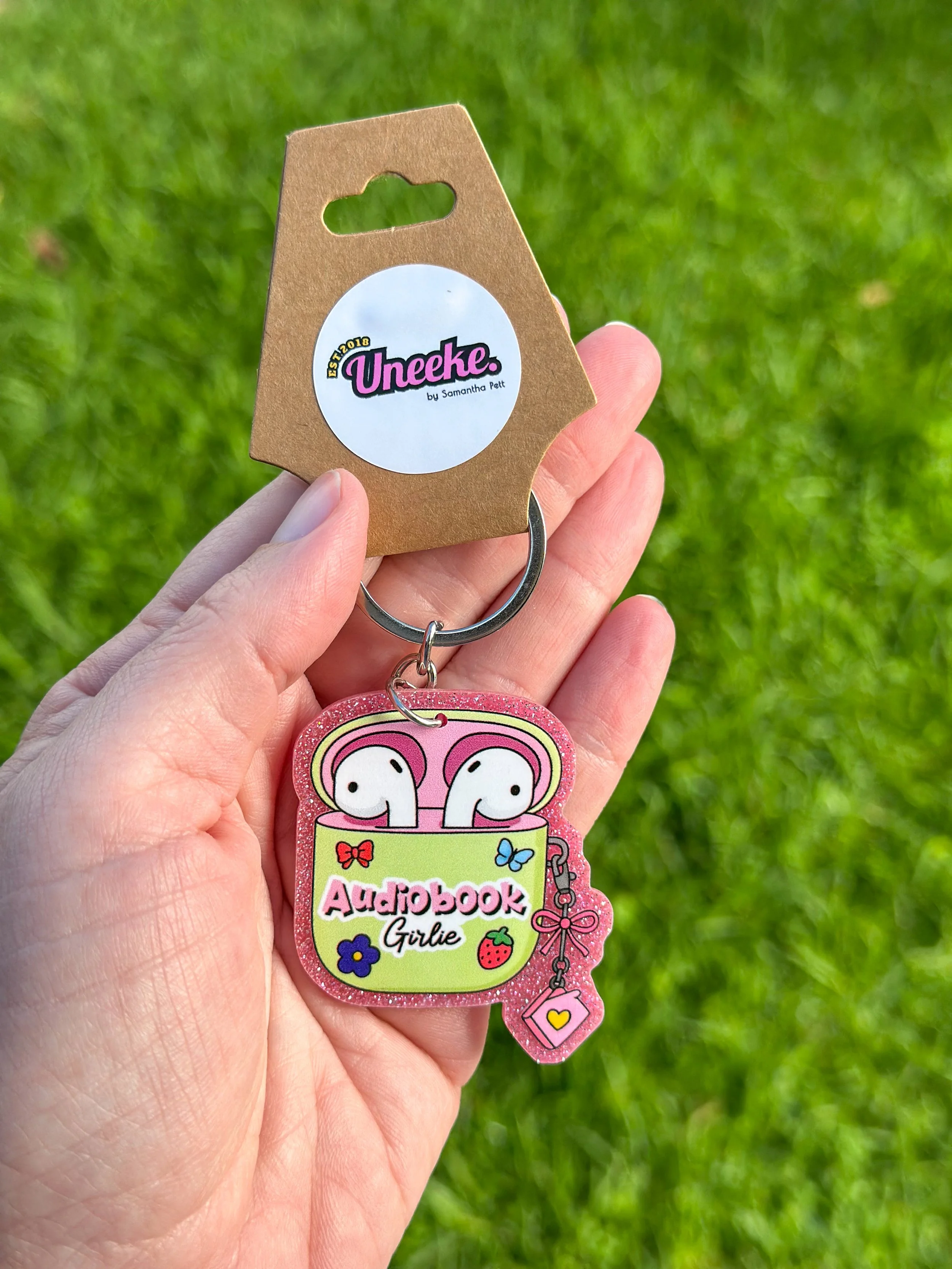 'Audiobook Girlie' Glittery Keyring