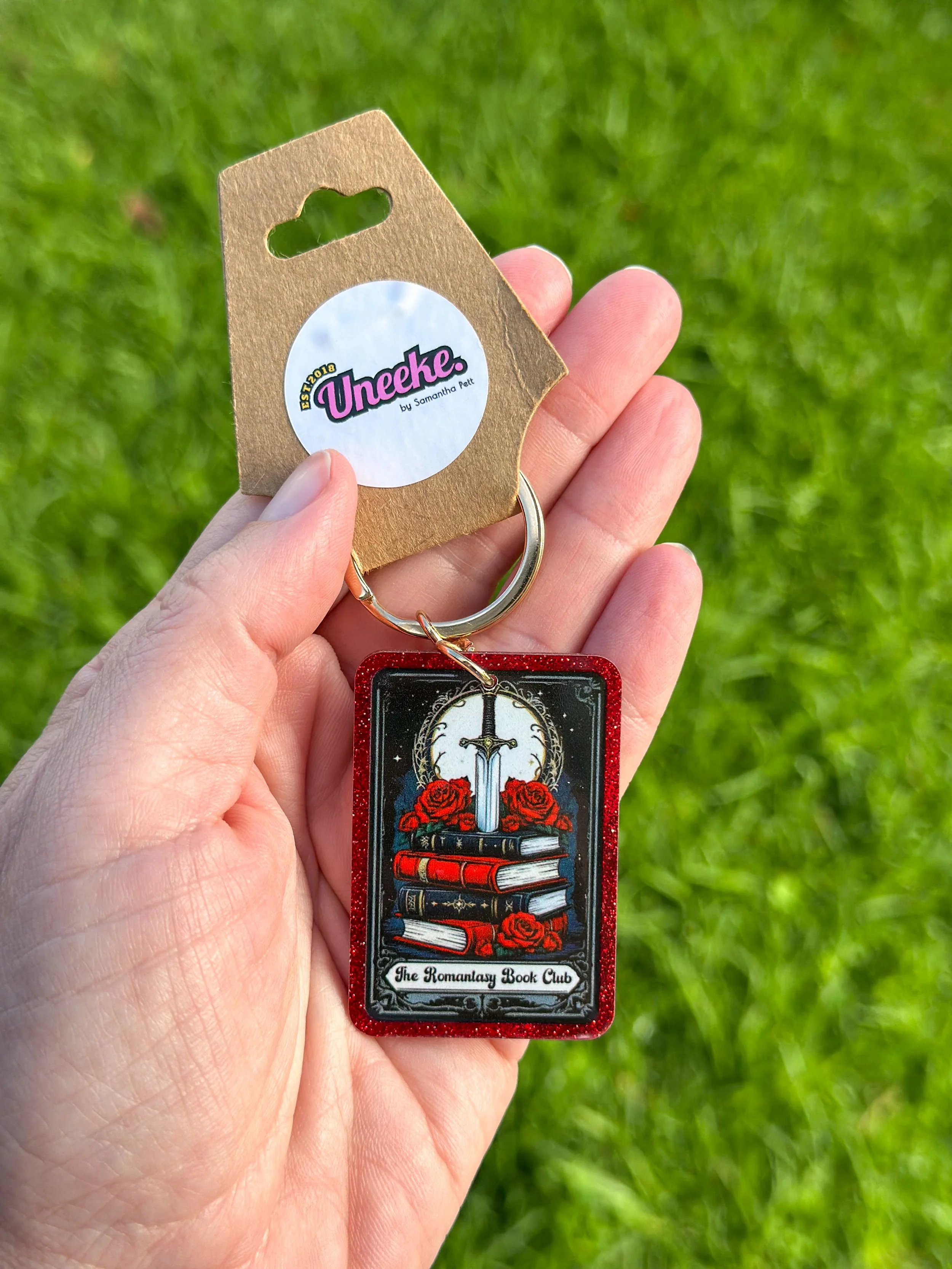 'Romance Book Club' Red Glittery Keyring