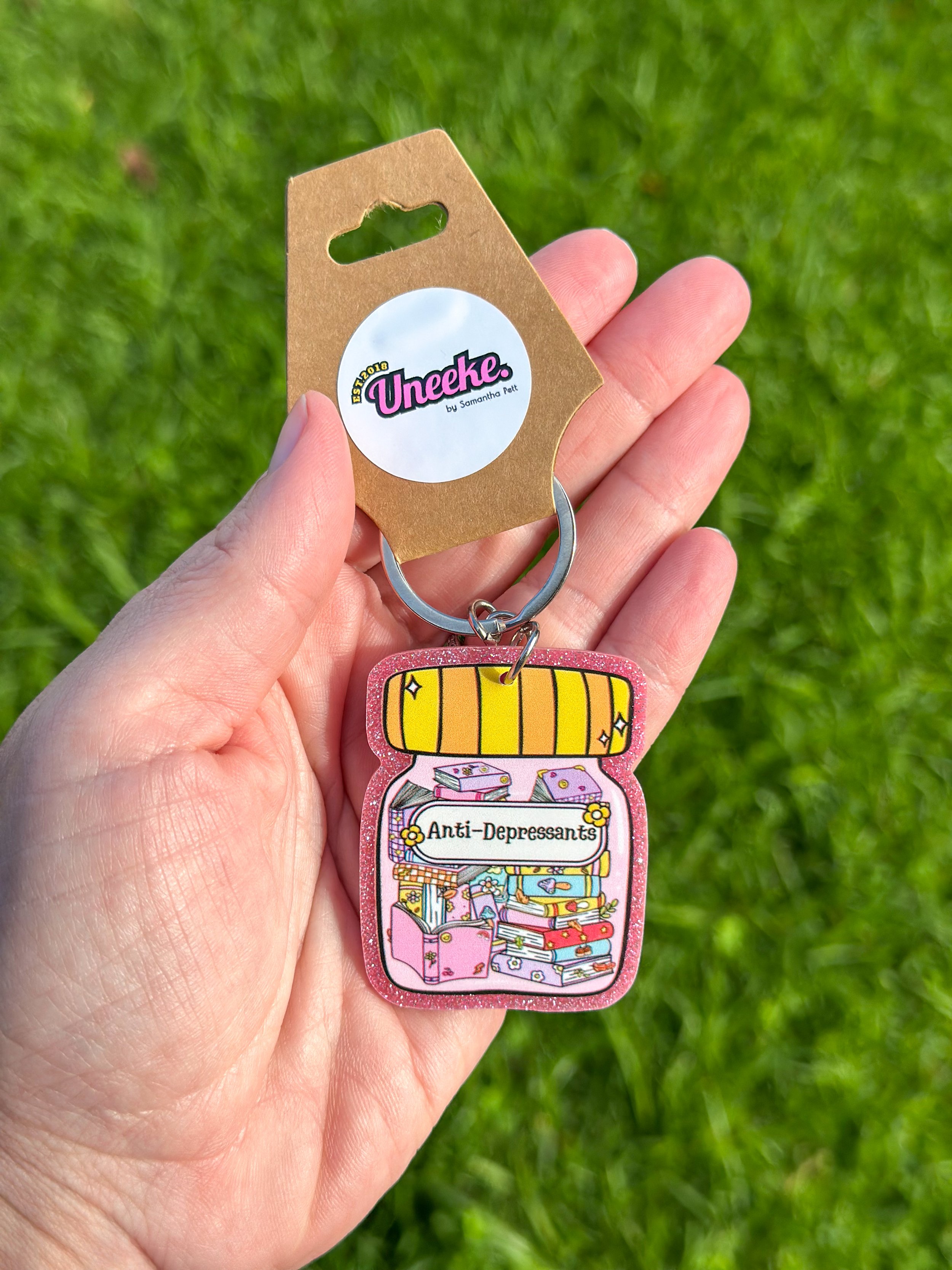 'Anti-Depressants' Glittery Keyring