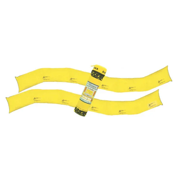 Two yellow air hoses with black connectors and packaging in the middle.