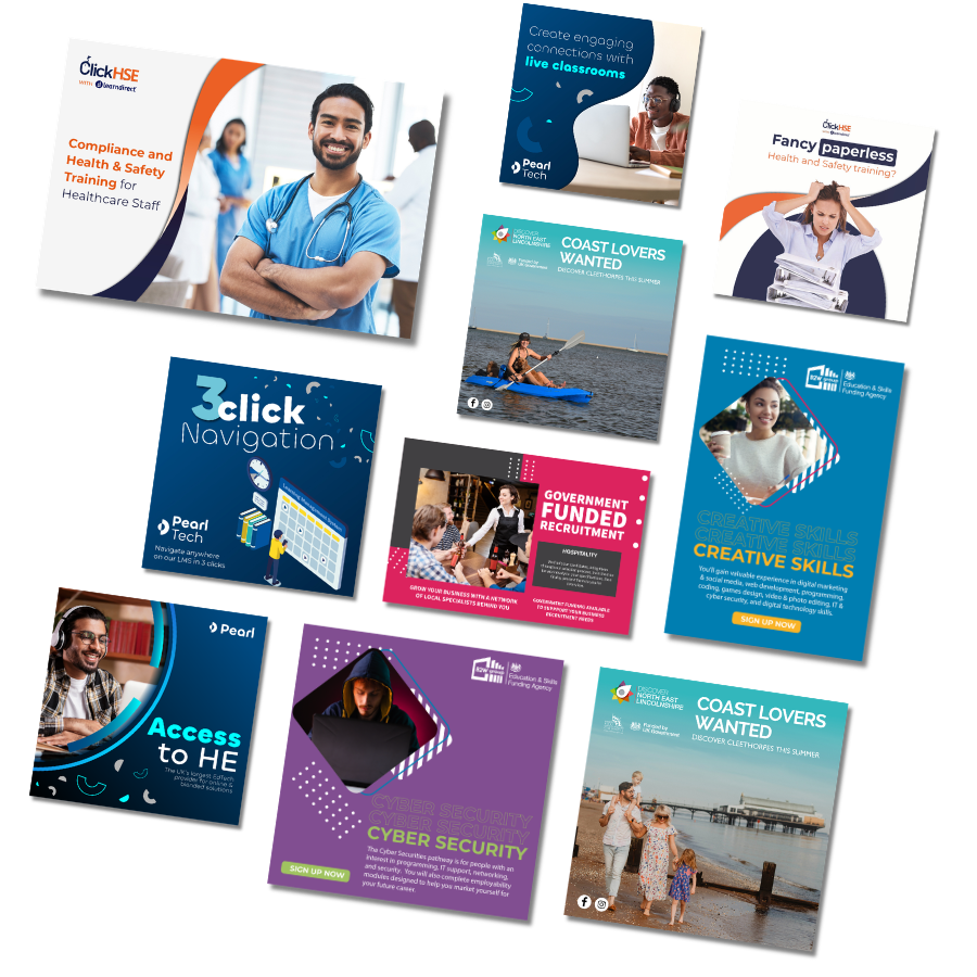 Various images of past social media graphics showcasing our work