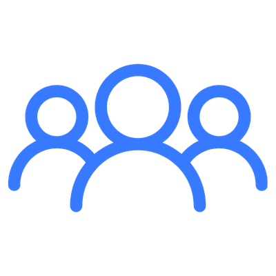 Icon of four blue stylized people standing together.