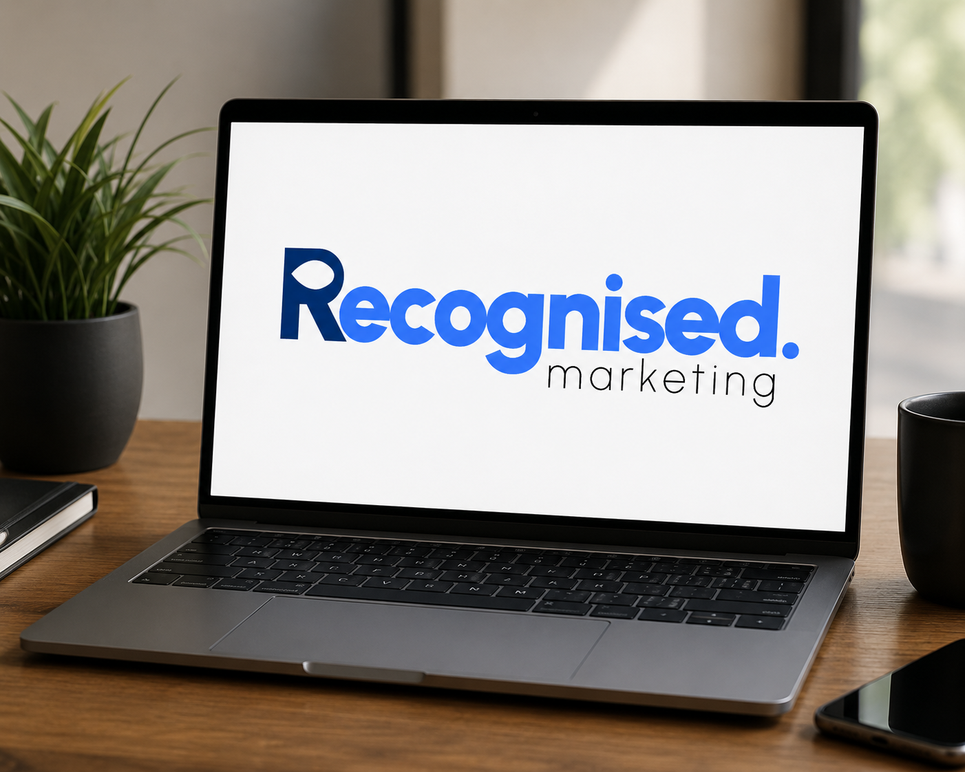 Image of Recognised Marketing's logo on a laptop