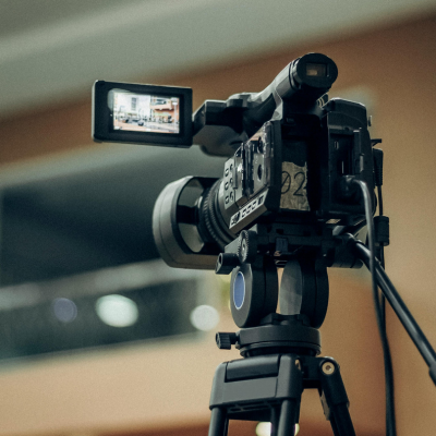 video camera set up filming for a marketing campaign