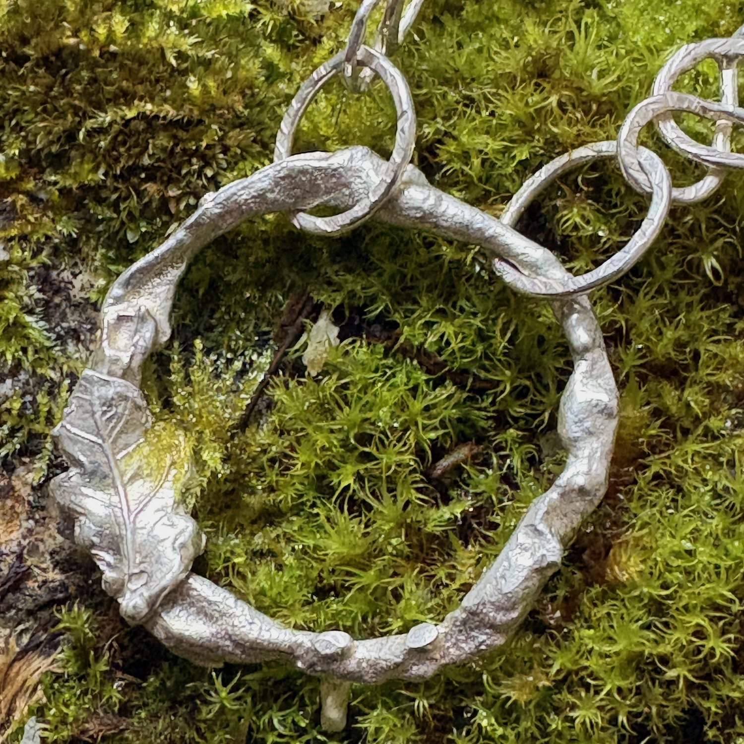 Danu 3 oak leaf molten ring celtic chain necklace.jpeg