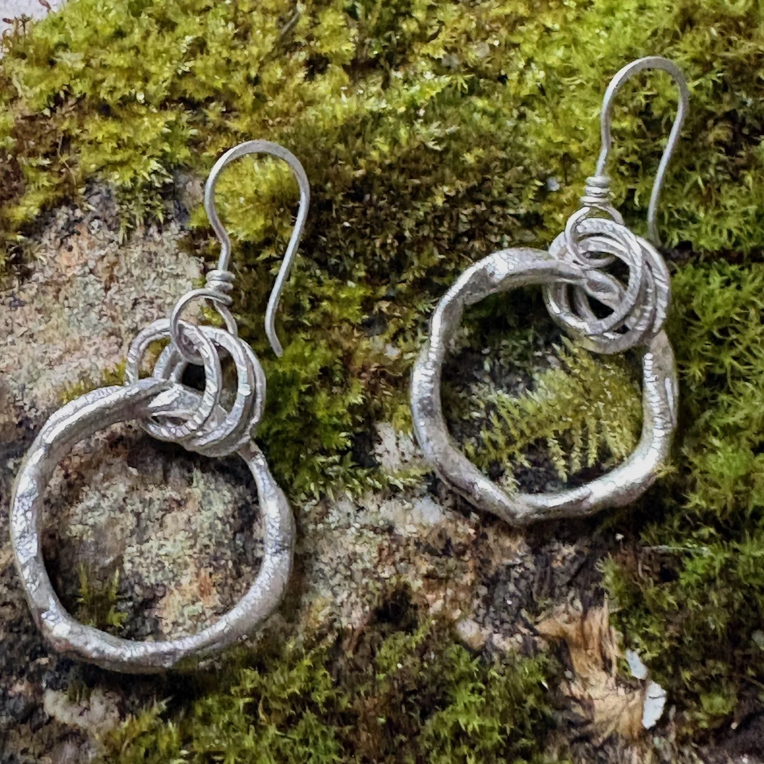 Tanat 3 molten ring earrings triple hammered bail.jpg