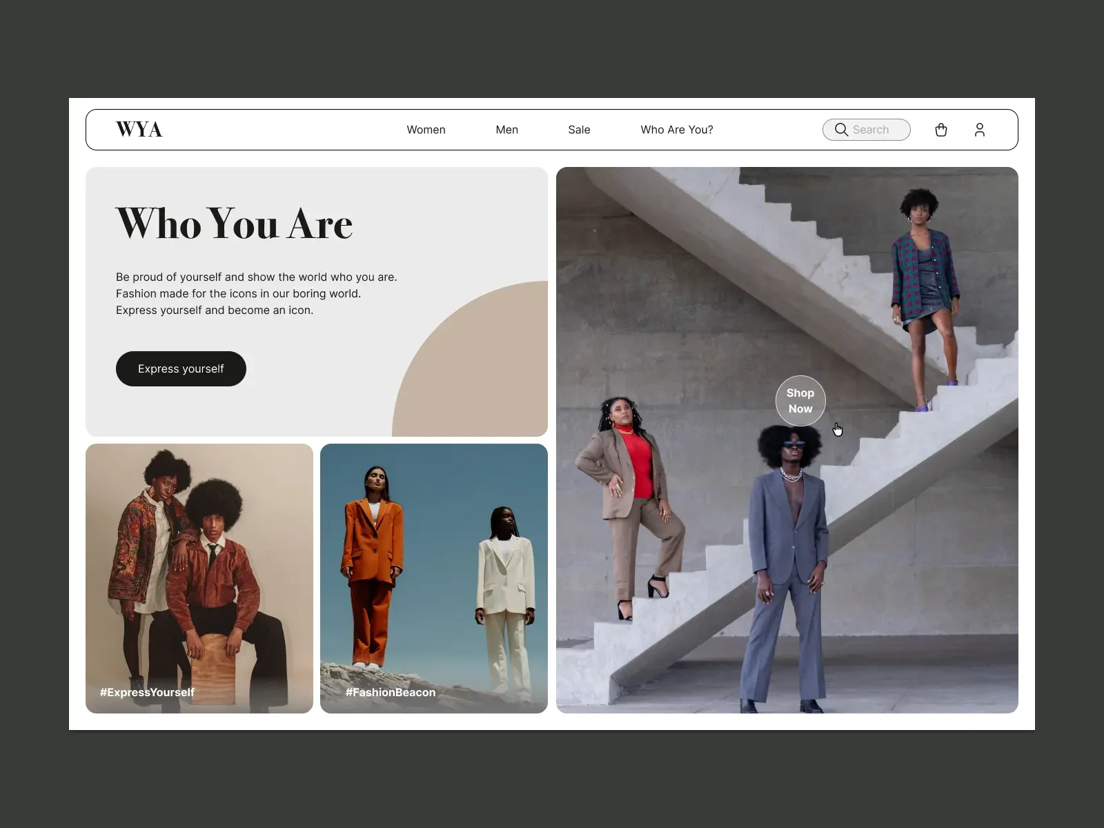Hero section of a polished and conversion optimized website design for an online shop