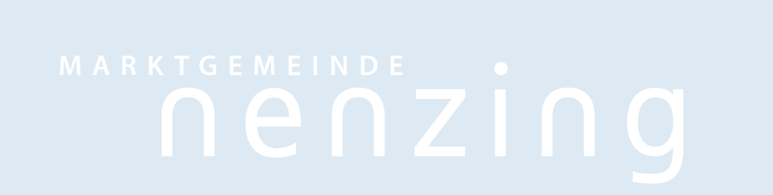 Logo der Marktgemeinde Nenzing mit weißem Text auf hellblauem Hintergrund eines Projektpartners.
