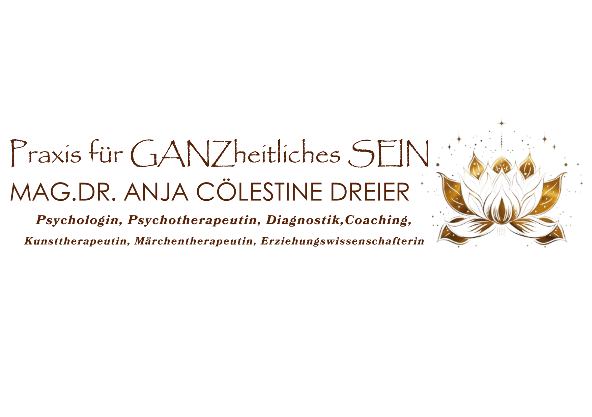 Logo mit buddhistischem Lotossymbol und Schriftzug für eine medizinische Praxis in Nenzing, Vorarlberg, Österreich. Inhaberin des Verlags Anima Mundi