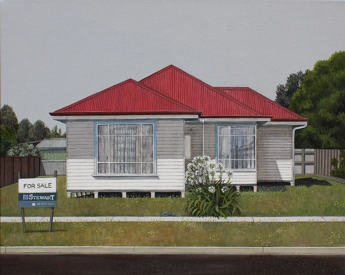 Small Town Dreams, 2021 | acrylic on polycotton | 40 x 50 cm, 43 x 53 cm (framed)