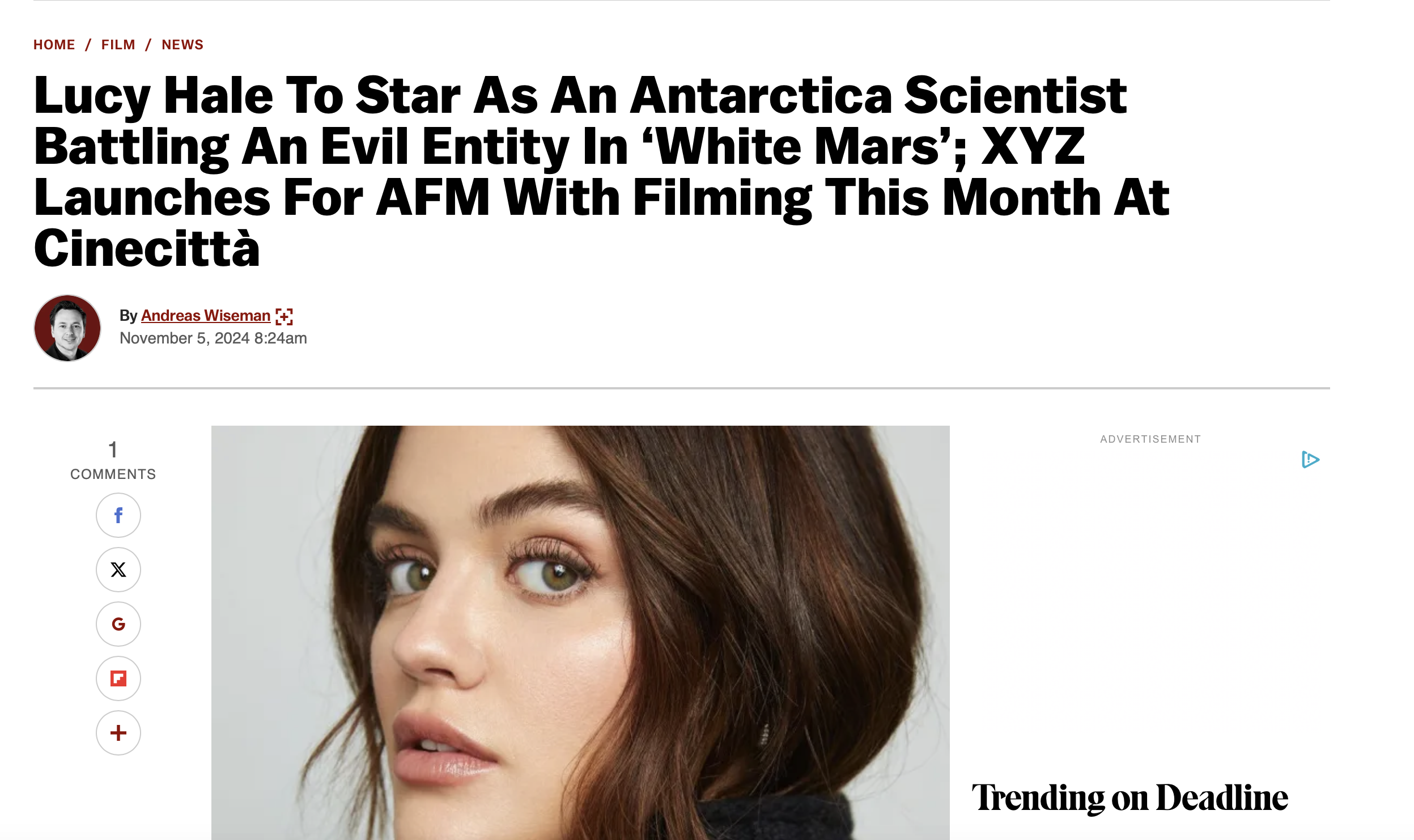 WHITE MARS FEATURE FILM (2ND UNIT DIRECTOR) COMING SOON 