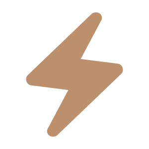 A stylized lightning bolt icon in brown on a black background.