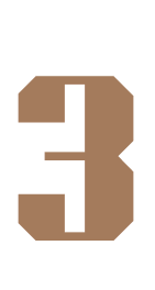 Number three styled in a blocky, geometric font with a brown color