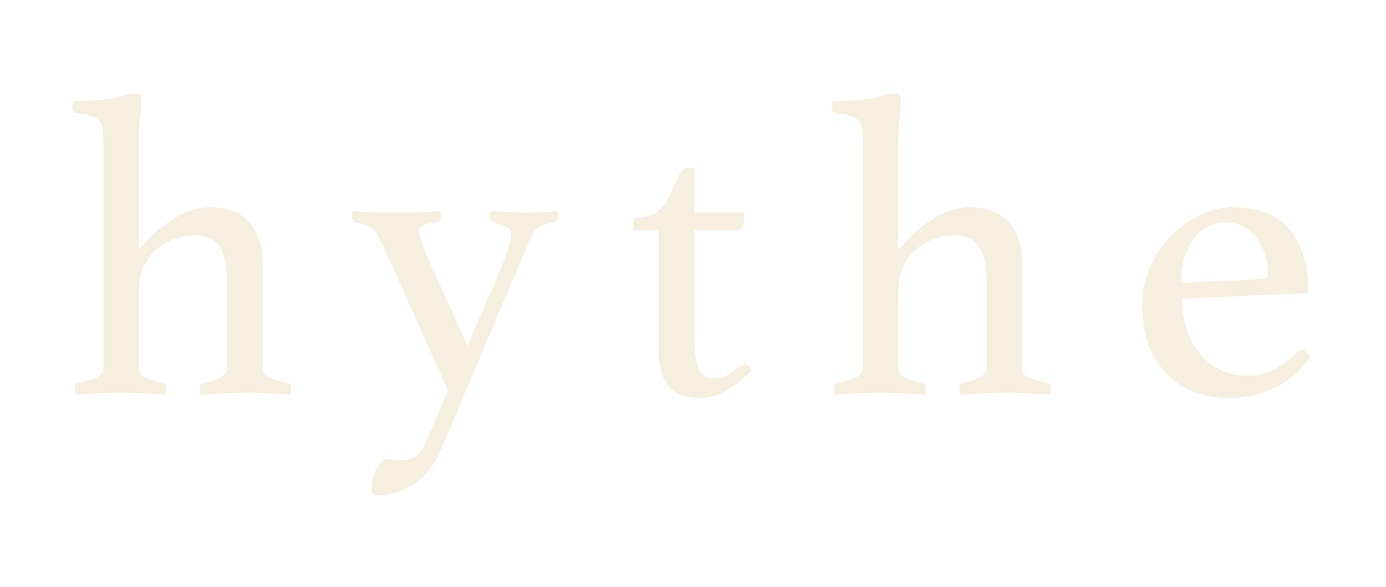 The word 'hythe' displayed in large, beige text on a black background.