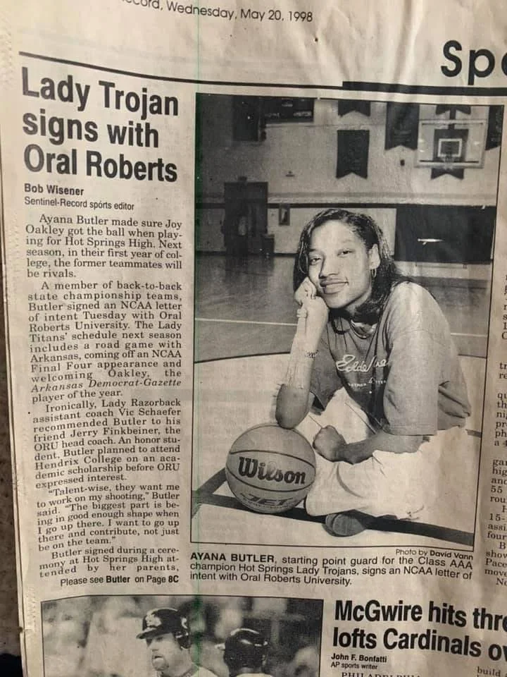 Newspaper clip of Ayana basketball