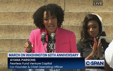 Ayana Parsons speaking at the 60th anniversary of March on Washington