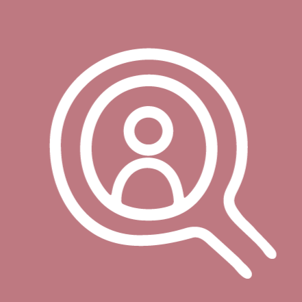 Icon von Mensch in Lupe als Symbolbild für Recruiting