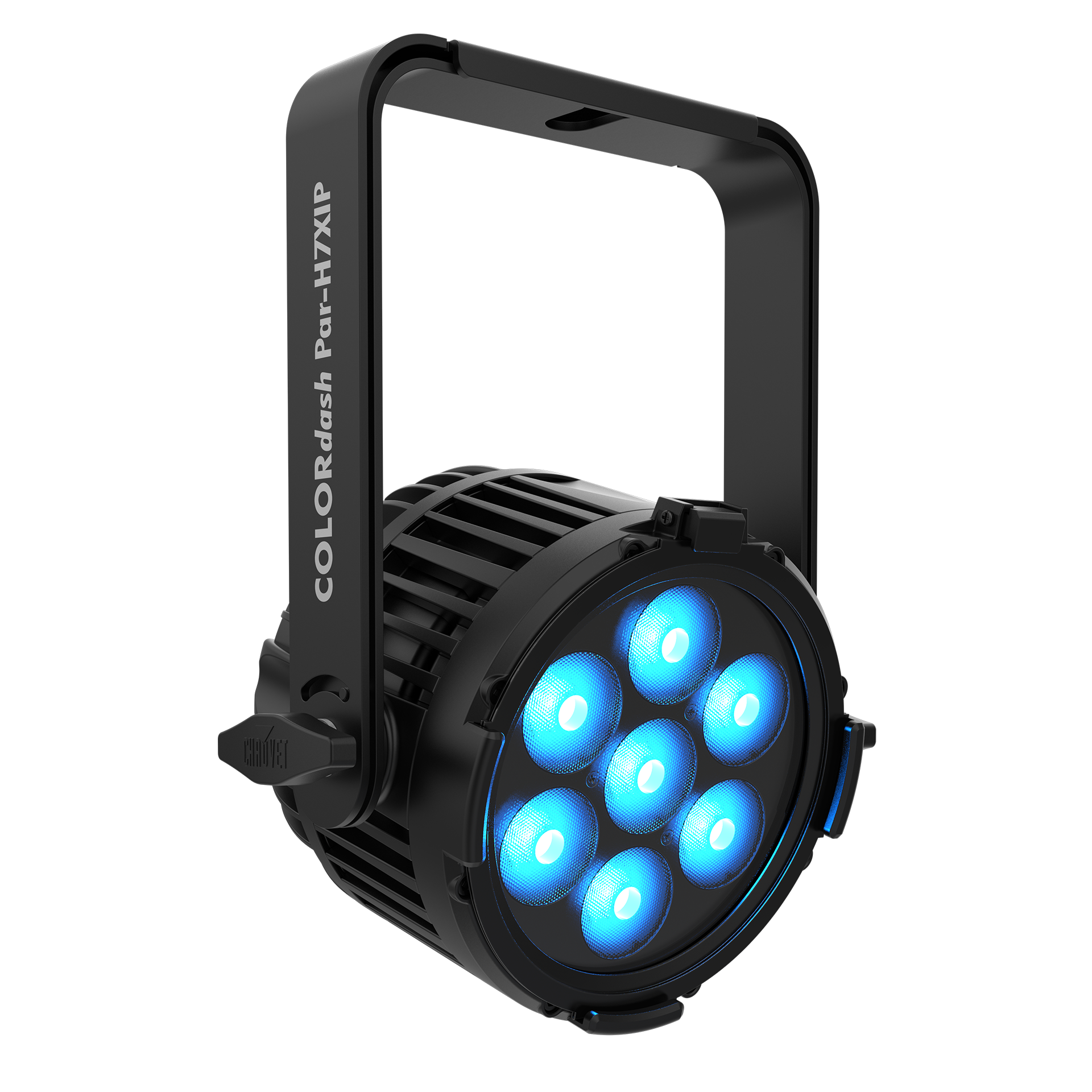 Black 3D printer with blue LED lights shining through its circular vents on the front, displaying the text 'Control Panel-HYPIX' on the side