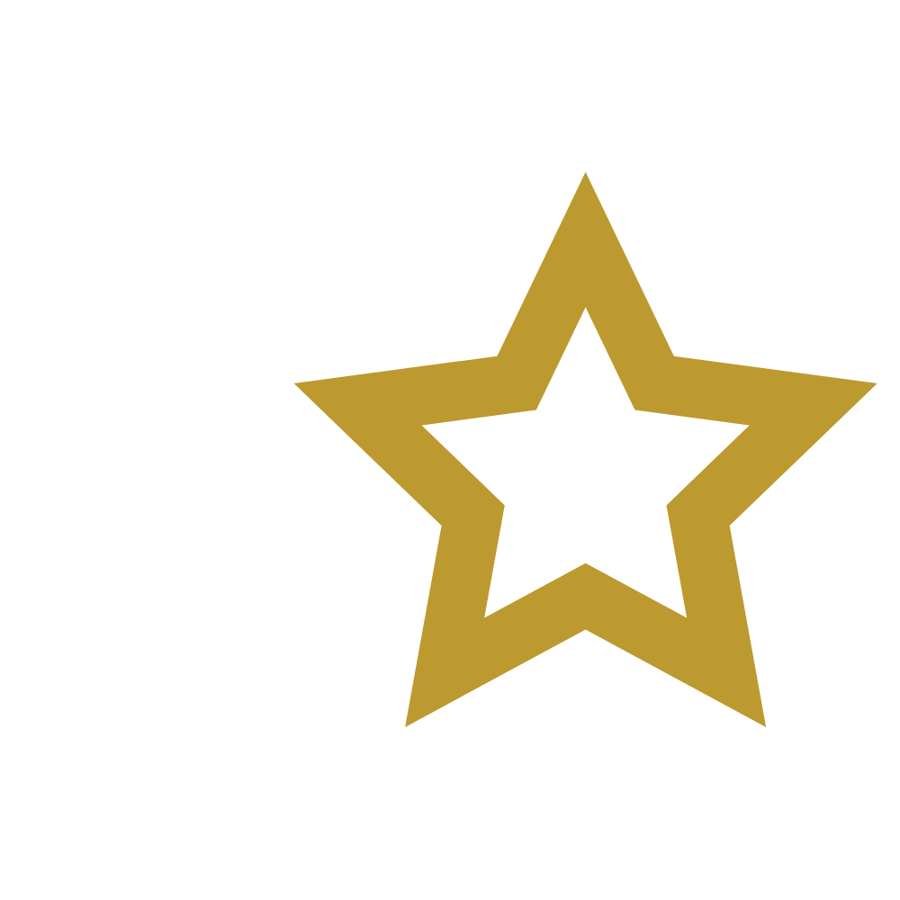 Gold and black star logo on a white background.