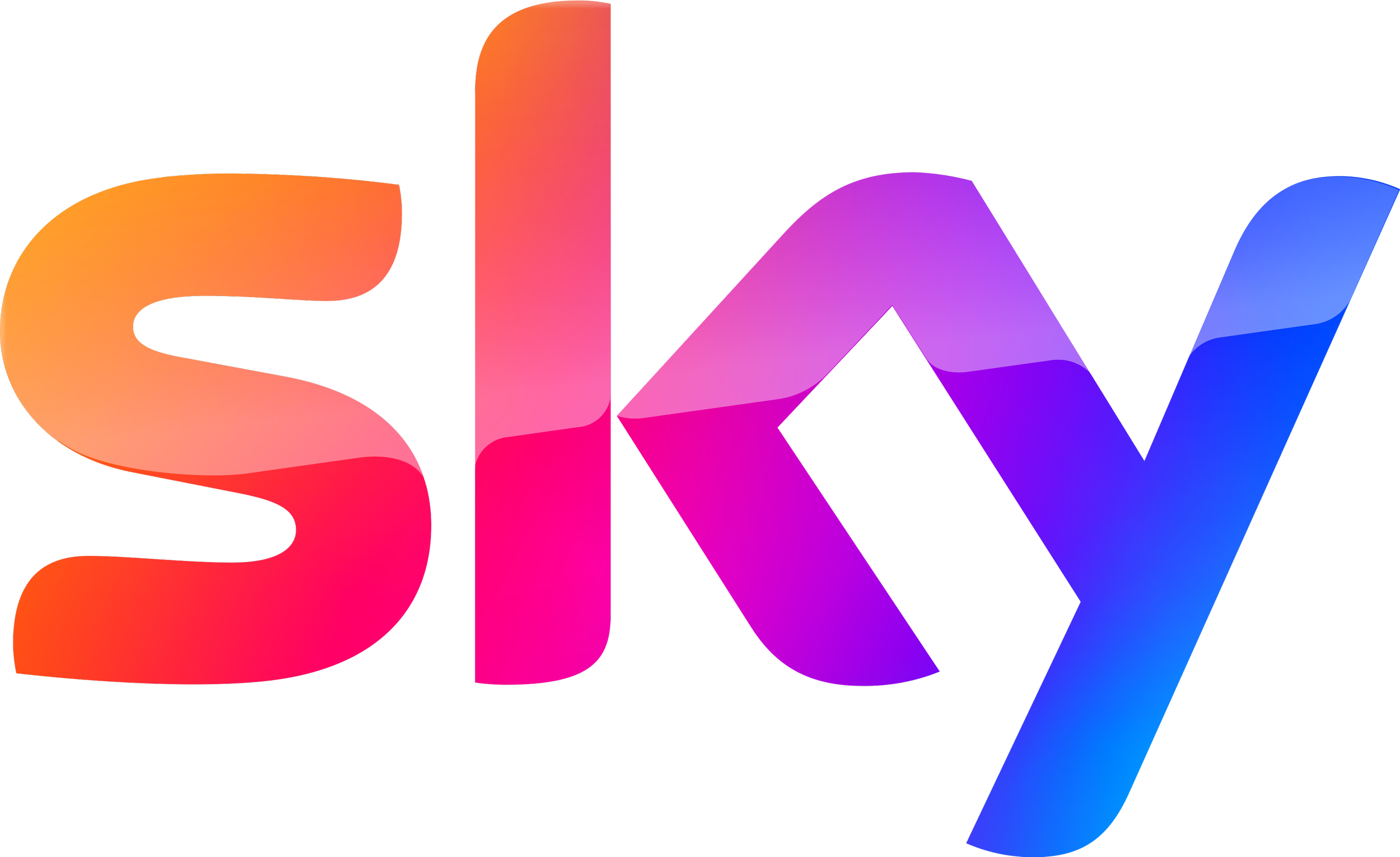 Colorful stylized letters spelling 'SKY' with a black background.