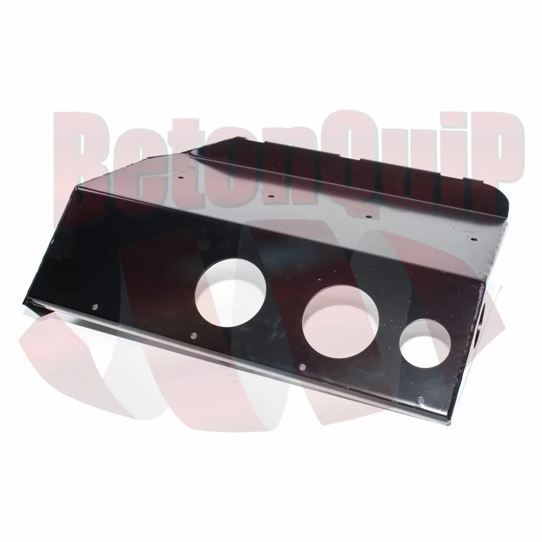 A black metal mounting bracket with holes for securing and holes for attaching other components.