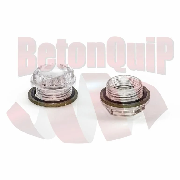 Two clear plastic vape tank caps with O-rings, placed on a white surface with a partially visible 'Betoquip' logo in the background.