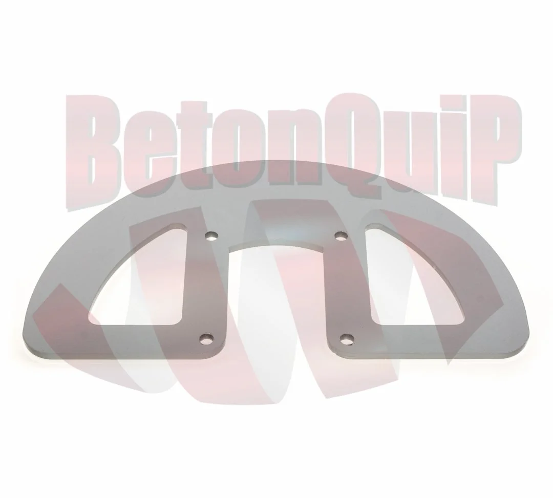 Silver metallic bracket with four mounting holes and cutouts