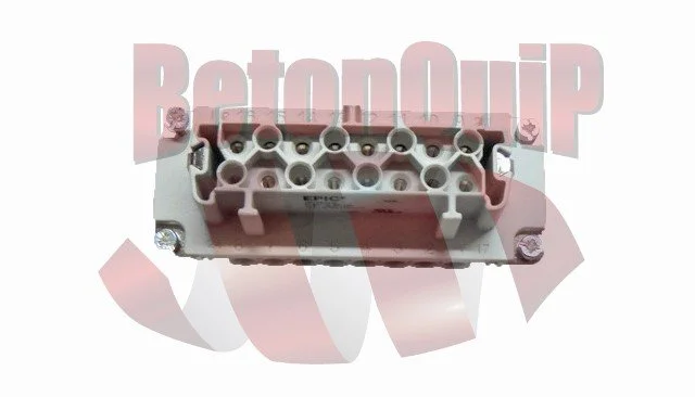 Close-up of a gray electrical or mechanical component with multiple circular openings, mounted on a white background.