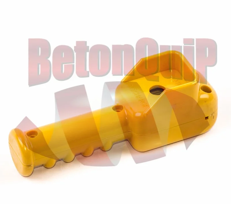 Yellow plastic tool with a handle and a compartment on top, placed on a white surface with the words "BetonTop" faintly visible in the background.