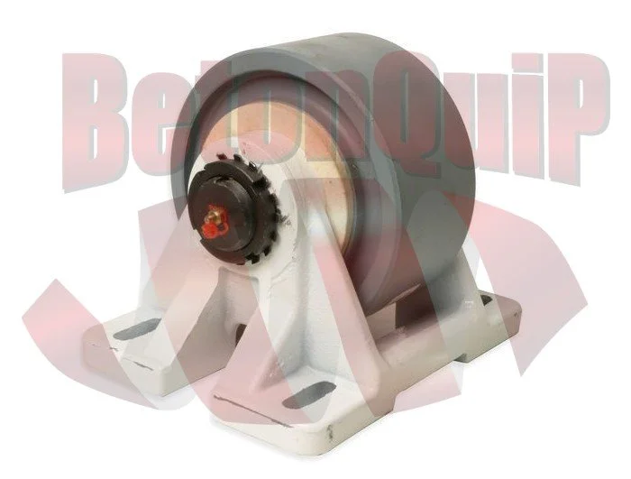A white and gray industrial roller machine with a black adjustment knob and mounting base.