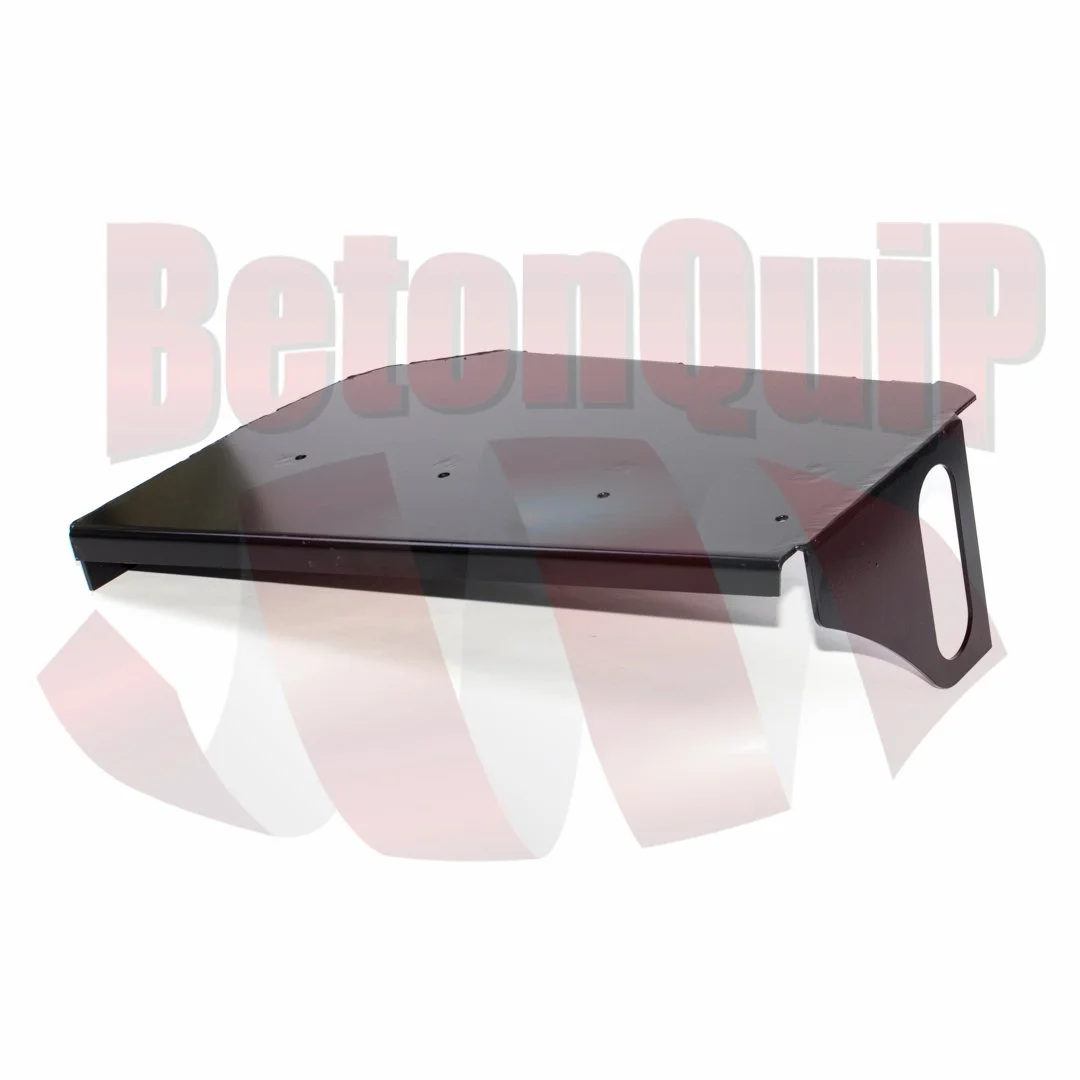 Black car hood with mounting holes on a white background.