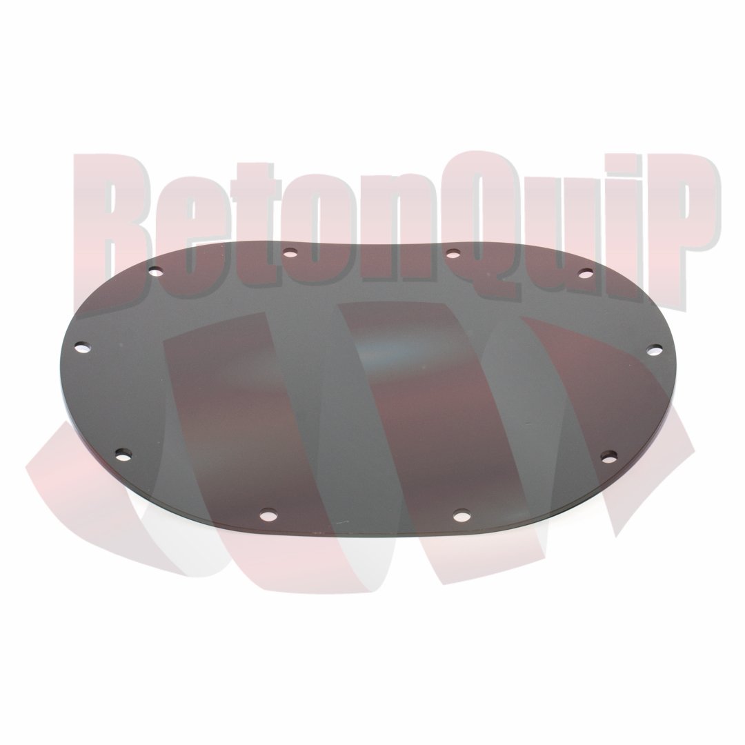 Metal cover plate with multiple bolt holes, possibly for automotive or machinery use.