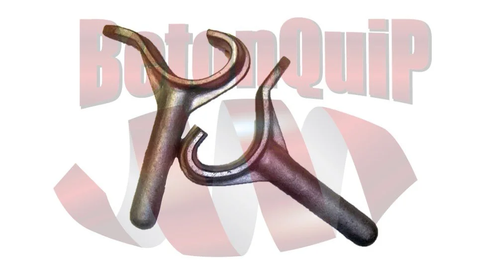 Two metal dental impression impression trays with a background containing the word 'Botonquip' in pink, behind the trays.