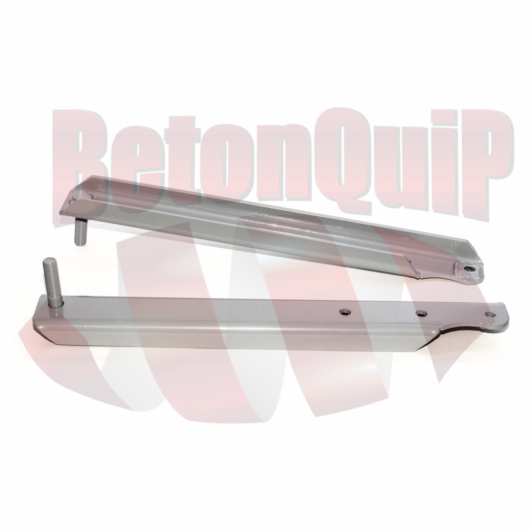 Metal mounting brackets with bolts.