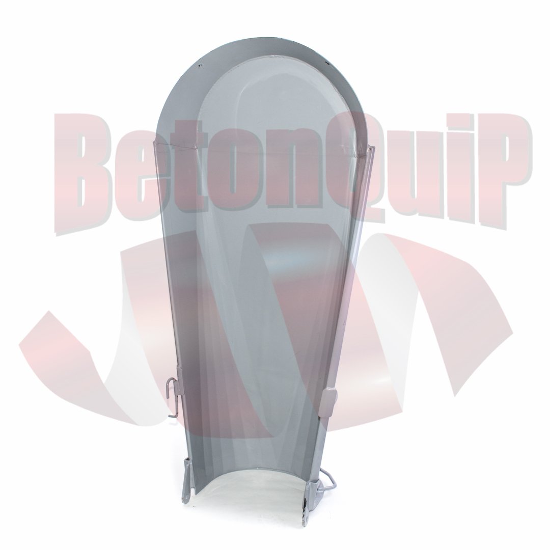 A portable privacy tent with a white top and gray base, designed for outdoor or temporary use.