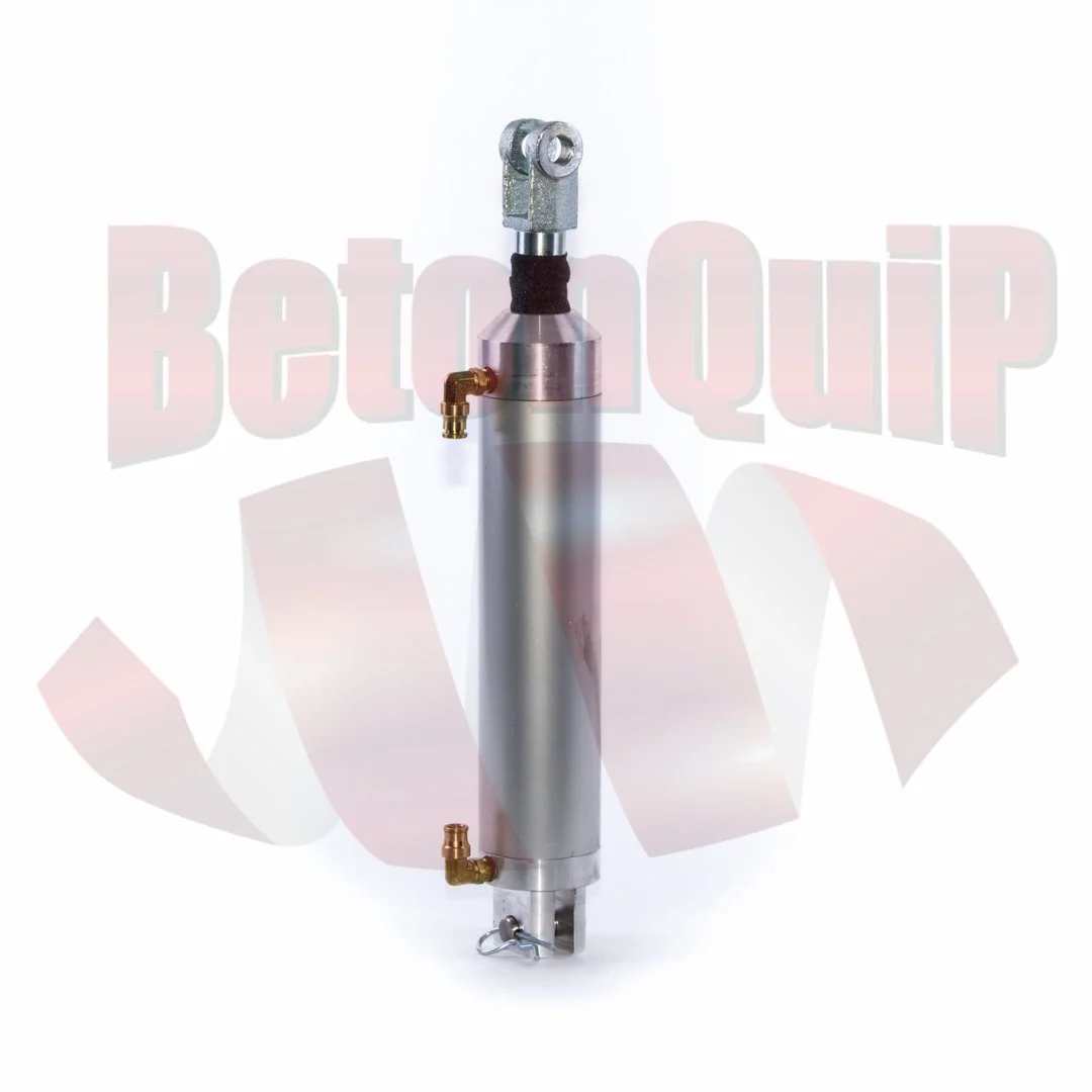 Metal cylindrical device with brass valves and fittings, mounted on a white background.