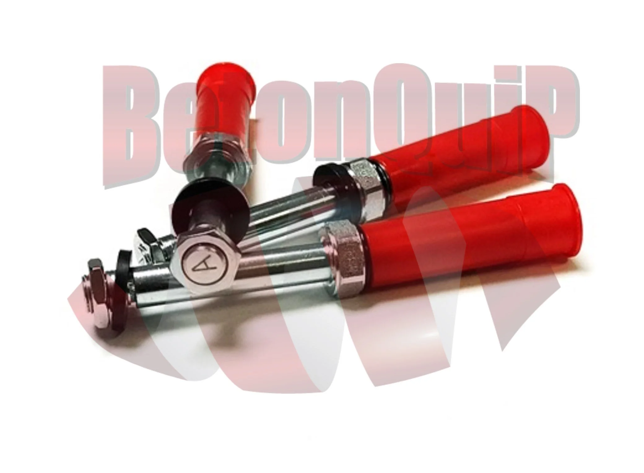 Three vials with red caps and clear glass, lying on a white surface.