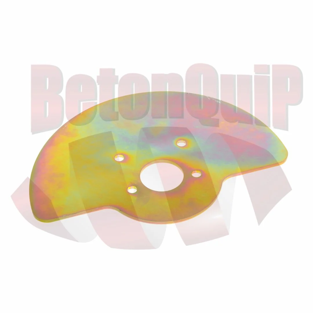 A yellowish, metallic, irregularly shaped mechanical part with four holes of varying sizes.