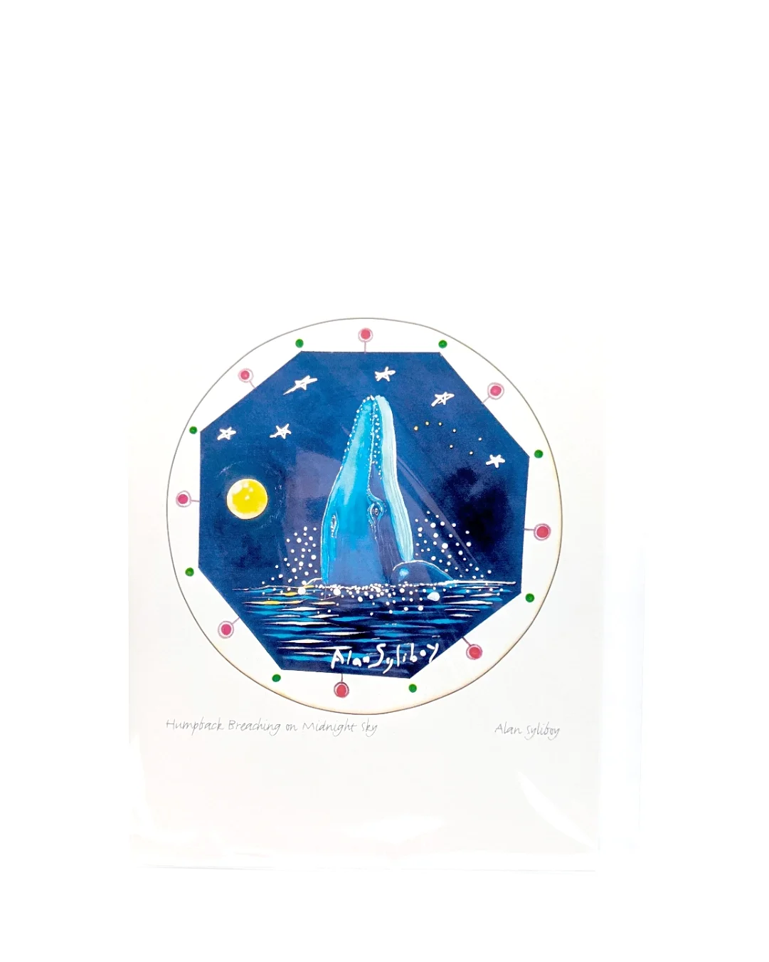 Humpback Breaching on Midnight Sky (5"x7" Blank Cards)