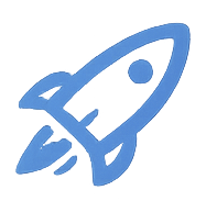 A cartoon rocket ship with a window and fins.