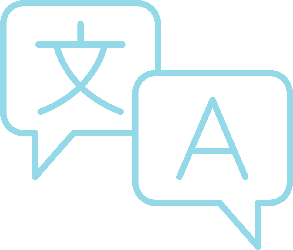 Multilingual translation icon representing website accessibility in four languages designed by Trust Digital
