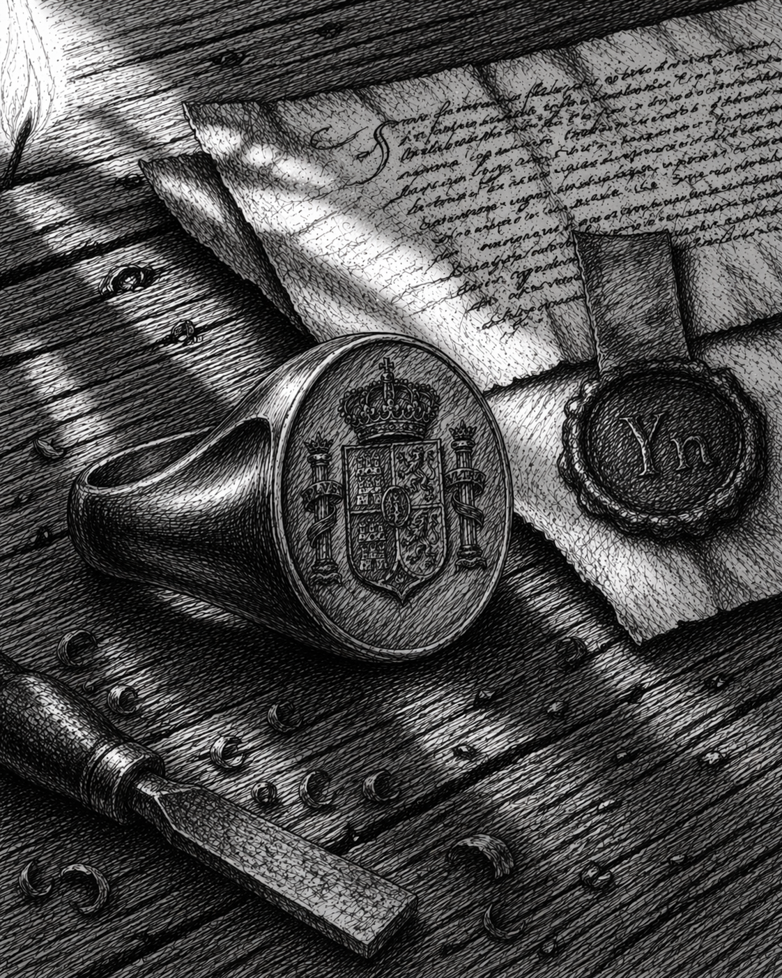 Antique workshop with signet ring