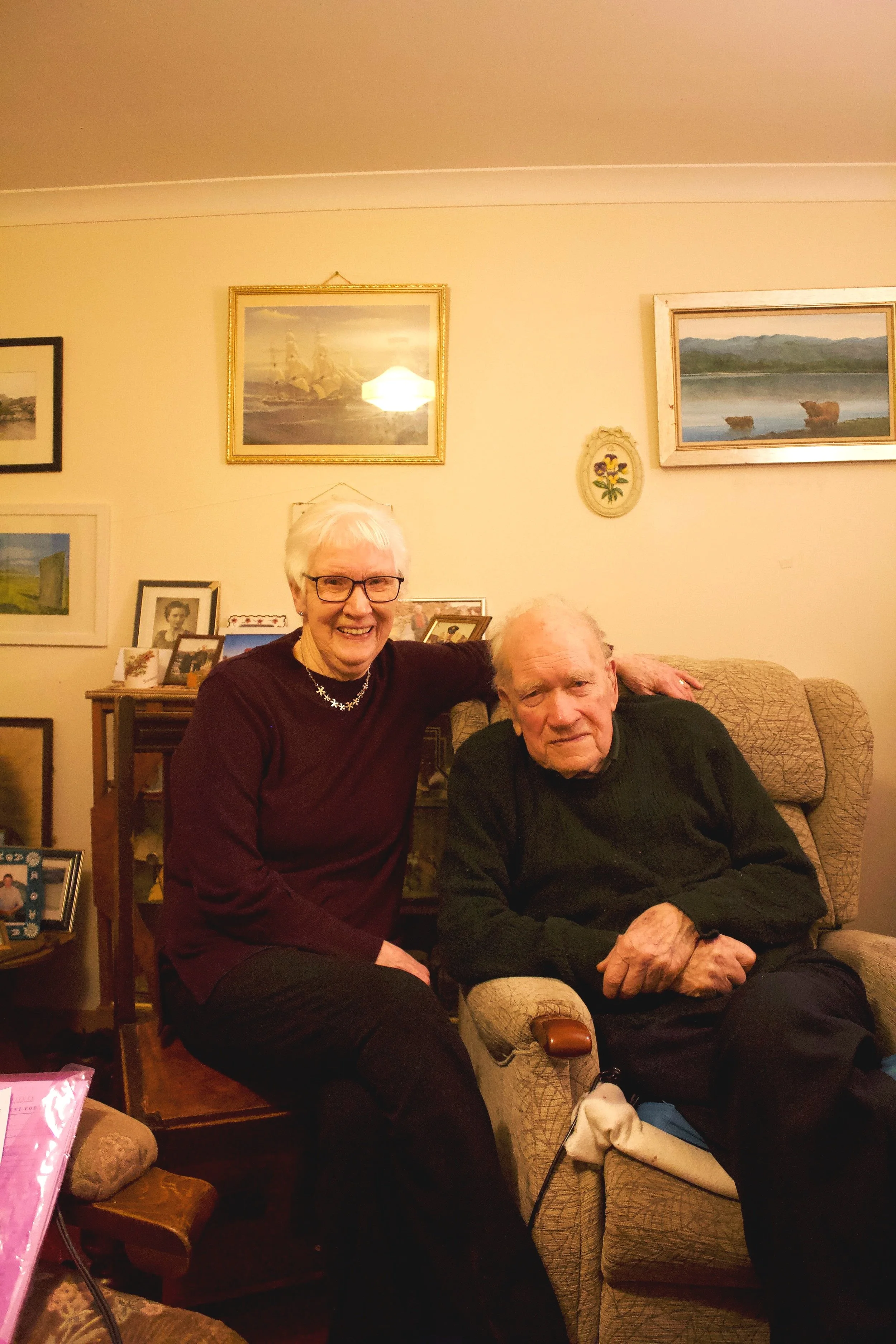 Mairi MacInnes and Duncan MacKinnon, Berneray, Harris. November 2022. 
